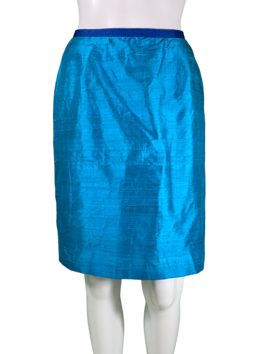 Henri Blendel Blue Loomed Silk Skirt
