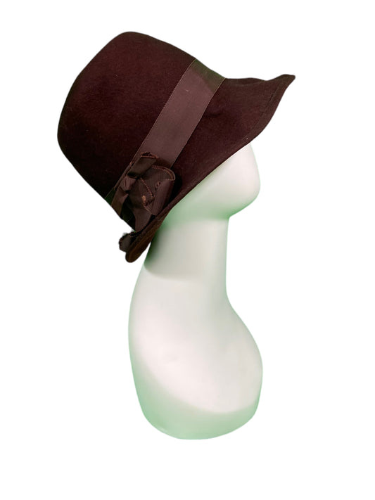 Wool Hat with Grosgrain Ribbon Trim