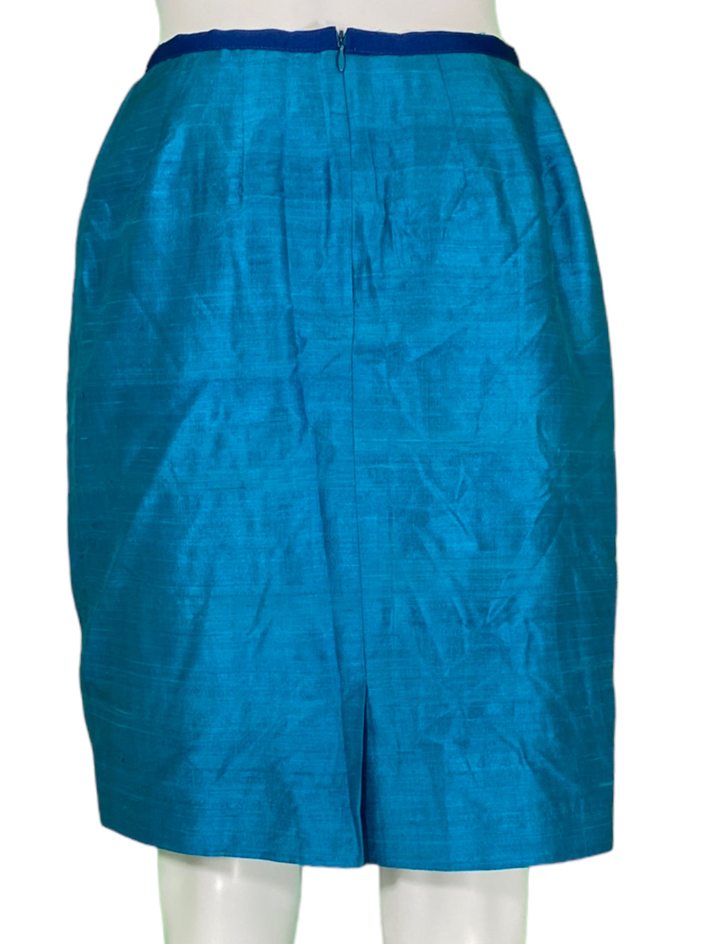 Henri Blendel Blue Loomed Silk Skirt