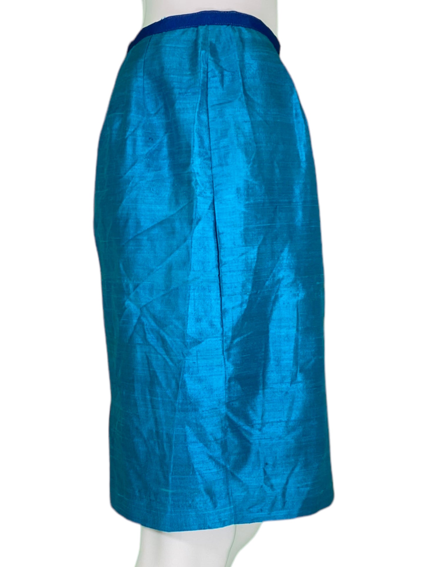 Henri Blendel Blue Loomed Silk Skirt